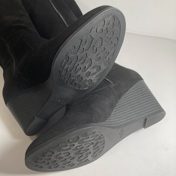 Me Too Stacked Wedge Suede Knee High Boots - Picture 7 of 7